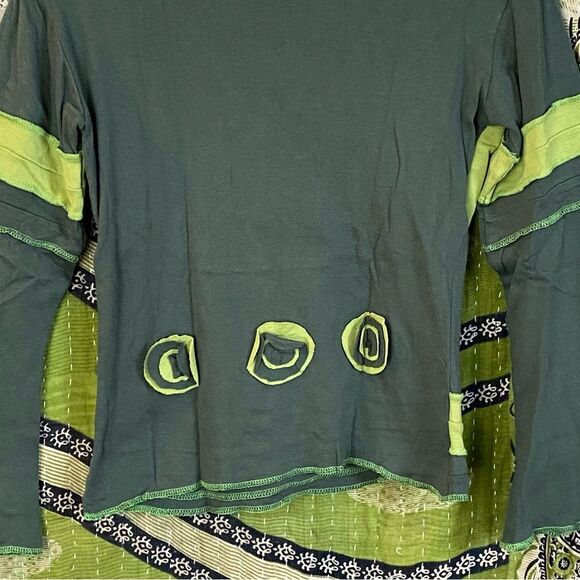 Y2K Original Design Patchwork Green Appliqué Top Size Small - Picture 8 of 12